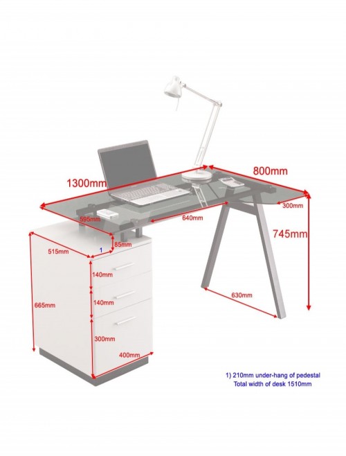 Cleveland 4 Home Office Desk AW23377-GY - enlarged view