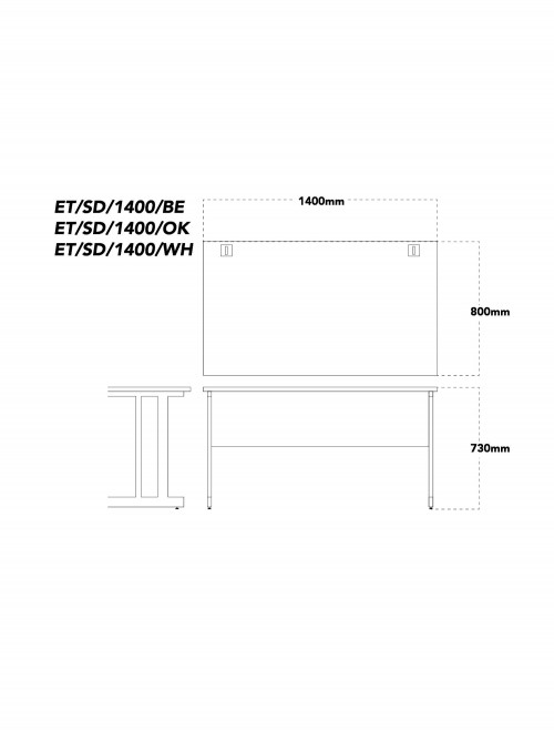 White Office Desk 1400x800mm Aspire Desk ET/SD/1400/WH - enlarged view