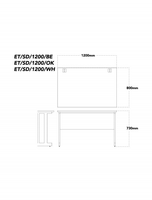 White Office Desk 1200x800mm Aspire Desk ET/SD/1200/WH - enlarged view