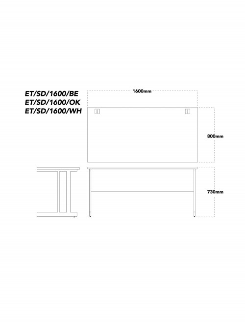 White Office Desk 1600x800mm Aspire Desk ET/SD/1600/WH - enlarged view