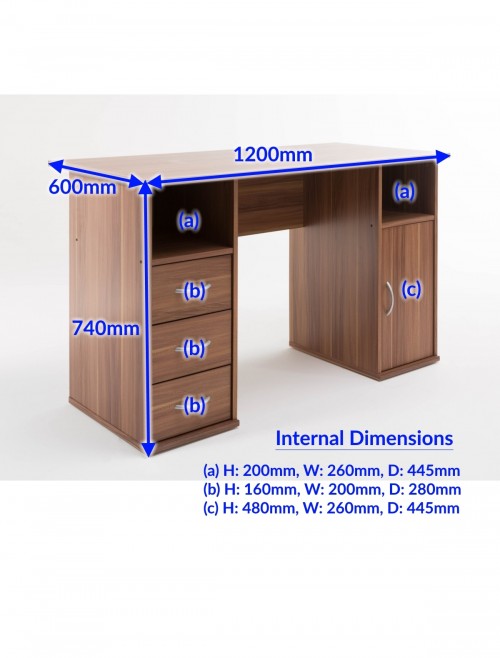 Alphason Maryland Computer Workstation AW12010WAL Walnut - enlarged view