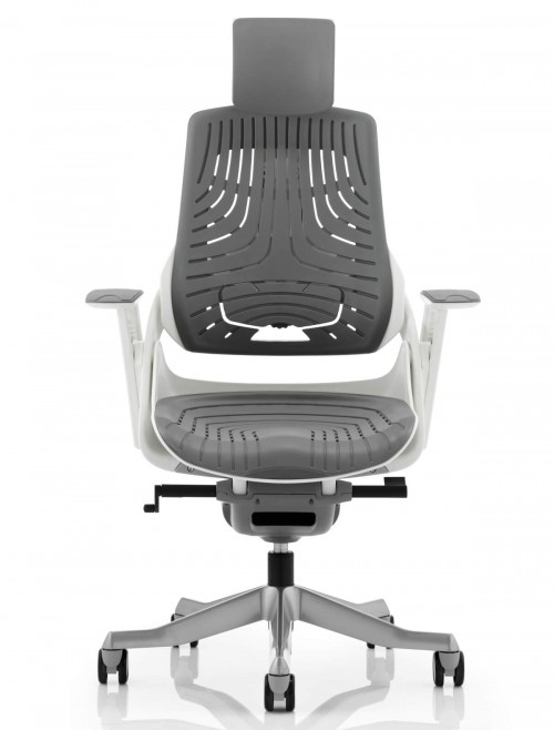 Zure Grey Executive Elastomer Office Chair w/ Headrest KC0164 - enlarged view