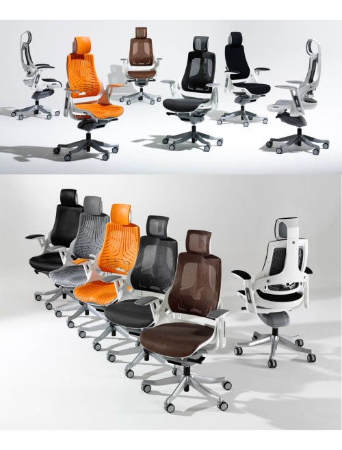 Zure Orange Executive Elastomer Office Chair w/ Headrest KC0165 - enlarged view