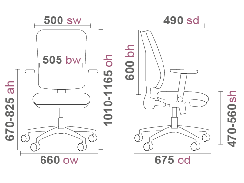 Cornwall CWL300K2 Office Chair Dimensions