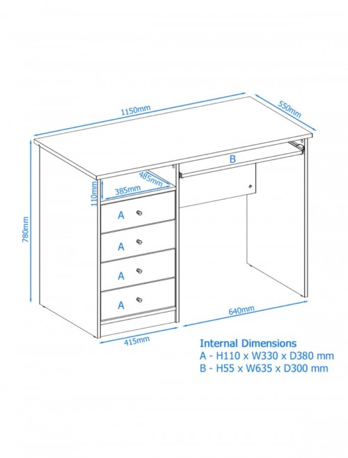 Alphason Marymount Workstation AW22813-WH - enlarged view