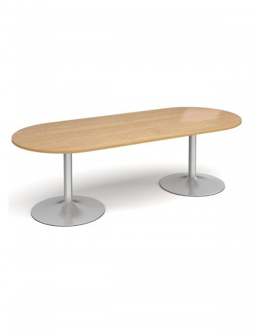 Dams Radial End Boardroom Table with Silver Trumpet Base TB24-S - enlarged view