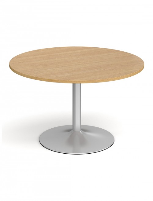 Dams Circular Boardroom Table with Silver Trumpet Base TB12C-S - enlarged view