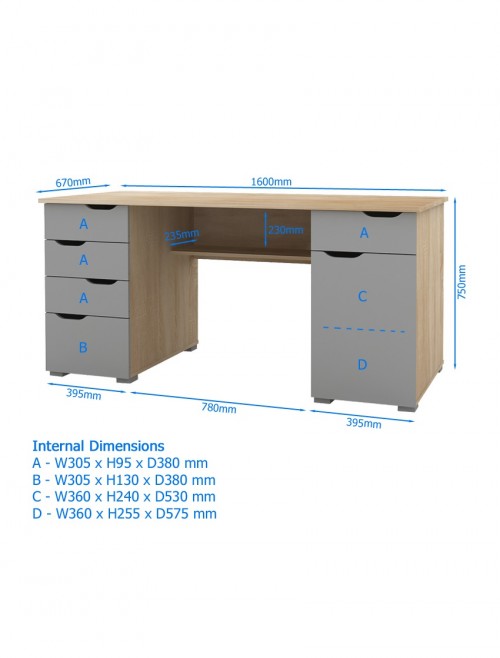 Home Office Desks - Alphason Kentucky Dark Oak Desk AW1374DO - enlarged view