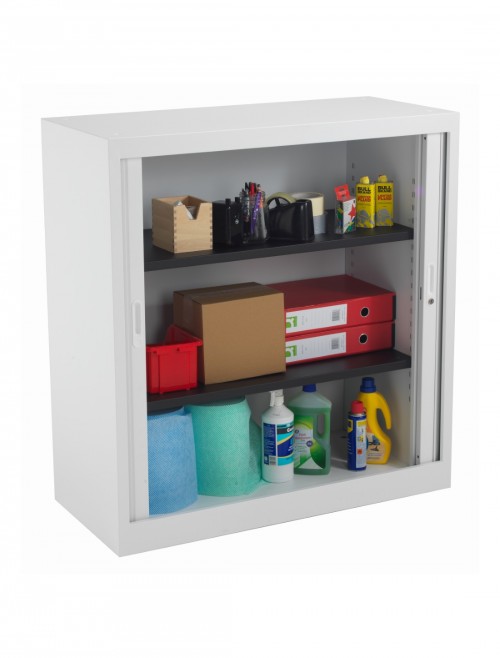 Steel Storage - TC Talos Steel Tambour Cupboard TCSOT1050WH in White - enlarged view