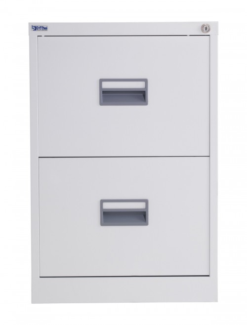 Steel Storage - TC Talos 2 Drawer Steel Filing Cabinet TCS2FC-WH in White - enlarged view