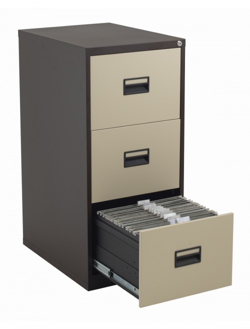 Talos Metal Filing Cabinet 3 Drawer Coffee Cream TCS3FC-CC by TC Office