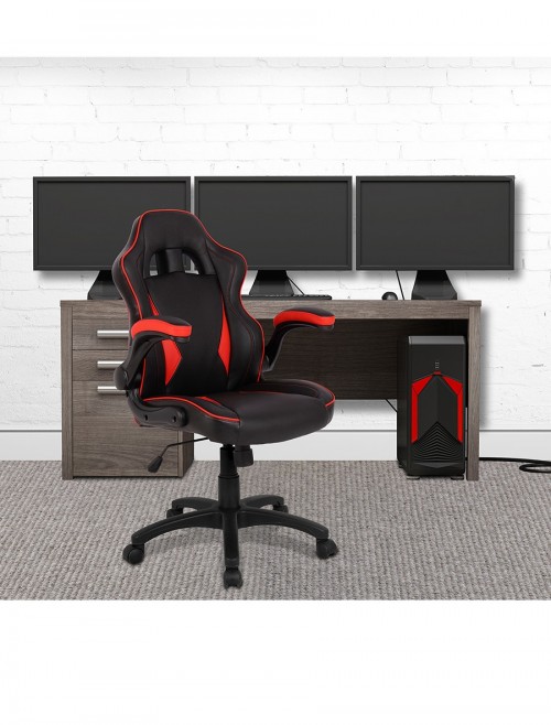 Gaming Chairs - E Tinsley Predator Office Chairs BCP/H600/BK/RD - enlarged view