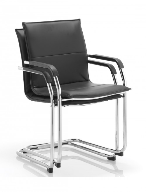 Echo Cantilever White Leather Visitors Chair ECHOW - enlarged view