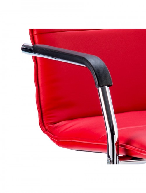 Echo Cantilever Red Leather Visitors Chair ECHOR - enlarged view