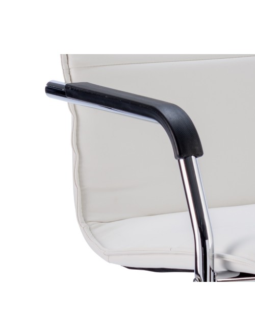 Echo Cantilever White Leather Visitors Chair ECHOW - enlarged view