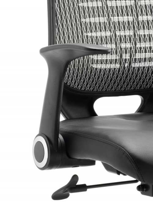 Office Chairs - Relay Silver Mesh Office Chair w/ Leather Seat Pad - enlarged view