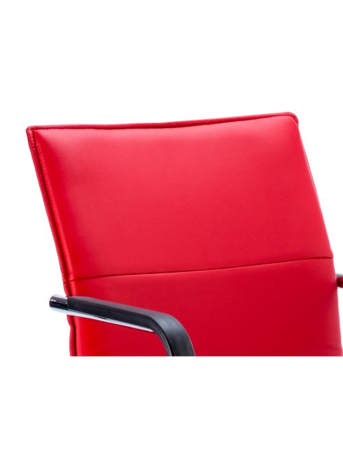 Echo Cantilever Red Leather Visitors Chair ECHOR - enlarged view