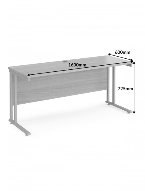 Beech Office Desk Maestro 25 Narrow Desk Cantilever 1600mm x 600mm - enlarged view