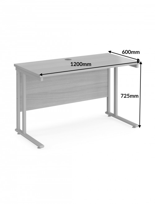 Walnut Office Desk Maestro 25 Narrow Desk Cantilever 1200mm x 600mm - enlarged view