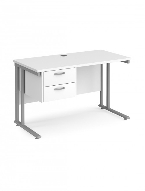 Walnut Office Desk Maestro 25 Narrow Desk with 2 Drawer Pedestal Cantilever 1200mm x 600mm - enlarged view