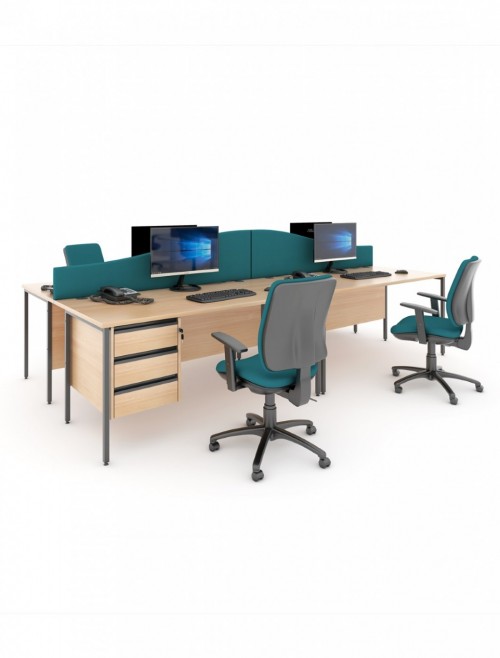 White Office Desk Contract 25 Desk with 2 Drawer Pedestal H-Frame 1400mm x 800mm - enlarged view