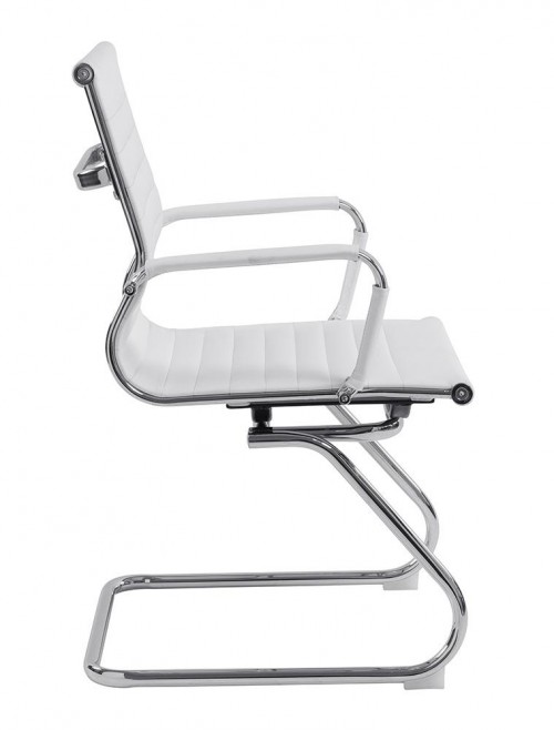 Bonded Leather Visitor Chair White Aura Cantilever Office Chair BCL/8003AV/WH by Eliza Tinsley