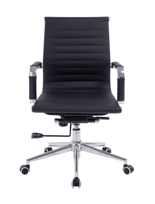 Bonded Leather Black Office Chair Aura Medium Back BCL/8003/BK by Eliza Tinsley - enlarged view