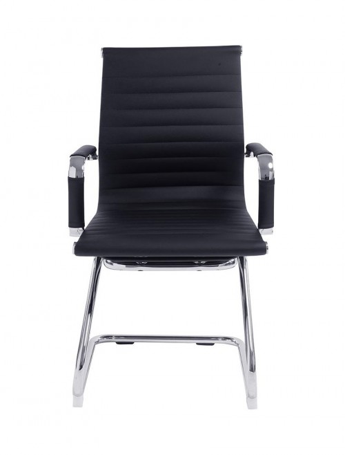 Black Cantilever Visitor Chair Bonded Leather Aura BCL/8003AV/BK by Eliza Tinsley - enlarged view