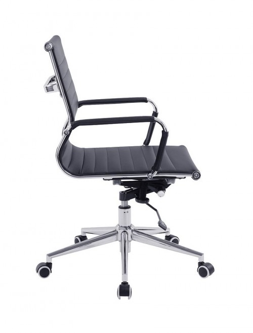 Bonded Leather Black Office Chair Aura Medium Back BCL/8003/BK by Eliza Tinsley - enlarged view