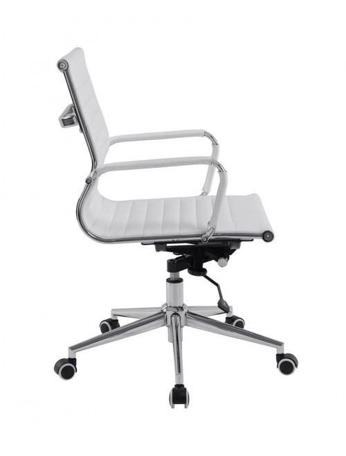 Bonded Leather White Office Chair Aura Medium Back BCL/8003/WH by Eliza Tinsley - enlarged view