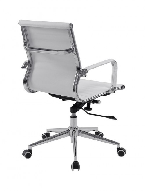 Bonded Leather White Office Chair Aura Medium Back BCL/8003/WH by Eliza Tinsley - enlarged view