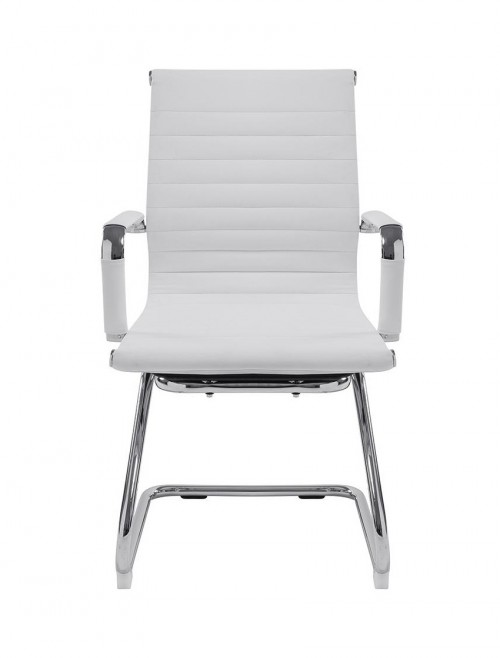 White Cantilever Visitor Chair Bonded Leather Aura BCL/8003AV/WH by Eliza Tinsley - enlarged view