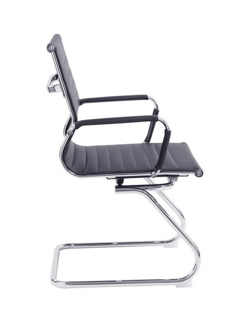 Black Cantilever Visitor Chair Bonded Leather Aura BCL/8003AV/BK by Eliza Tinsley - enlarged view