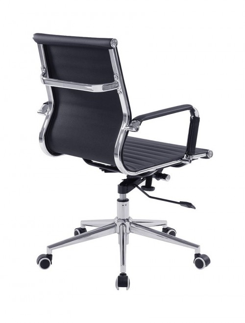 Bonded Leather Black Office Chair Aura Medium Back BCL/8003/BK by Eliza Tinsley - enlarged view