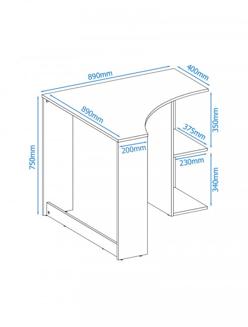 Home Office Desk White Chesil Corner Desk AW3120 by Alphason - enlarged view