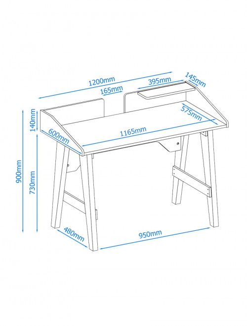 Home Office Desk Grey Truro Study Desk AW3190 by Alphason - enlarged view