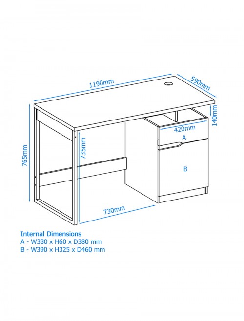 Home Office Desk White Bridport Computer Desk AW3130 by Alphason Dorel - enlarged view