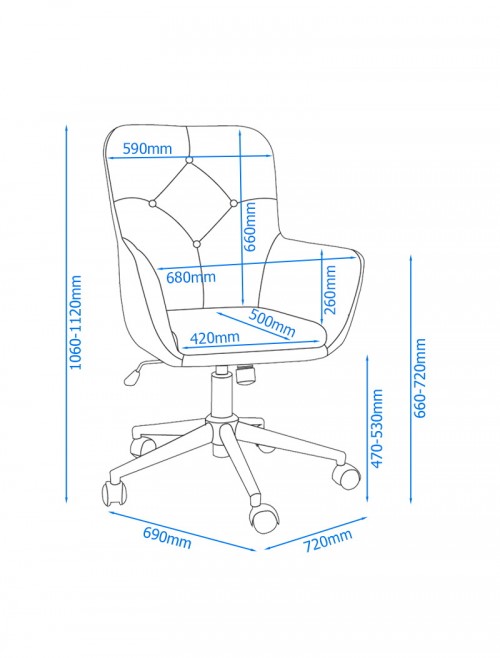 Fabric Office Chair Grey Benjamin Computer Chair AOC4482GRY by Alphason - enlarged view