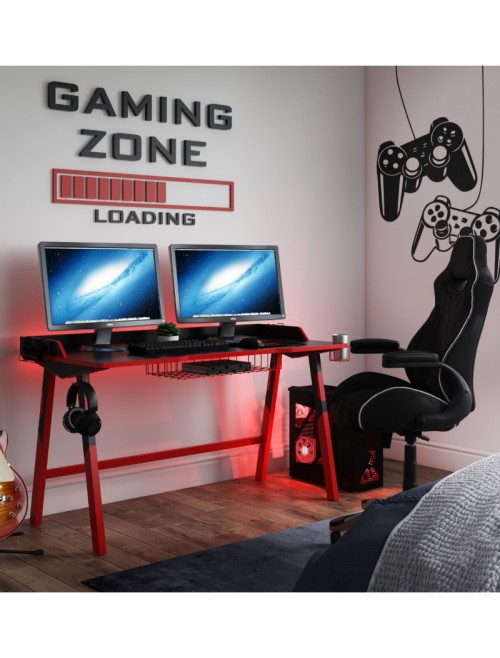 Gaming Desk Fuego Red and Black Home Office Desk AW9230 by Alphason Dorel - enlarged view