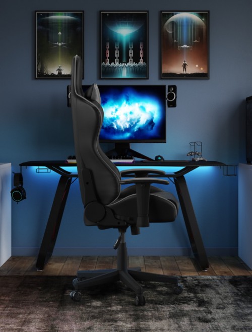 Gaming Desk Oblivion Black Home Office Desk AW9220 by Alphason Dorel - enlarged view