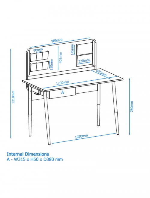 Home Office Desk Oak and White Freemont Computer Desk AW3617WHI by Alphason Dorel - enlarged view