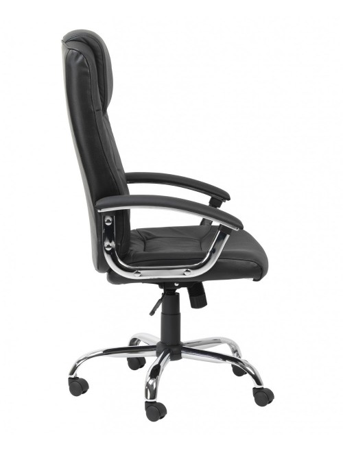 Office Chair Black Leather Faced Houston Executive Chair AOC4201A-L-BK by Alphason - enlarged view