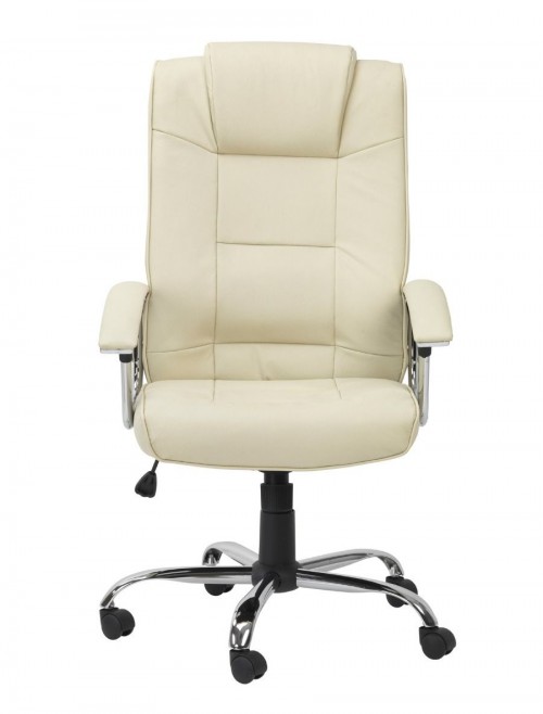 Office Chair Cream Leather Faced Houston Executive Chair AOC4201A-L-CM by Alphason - enlarged view