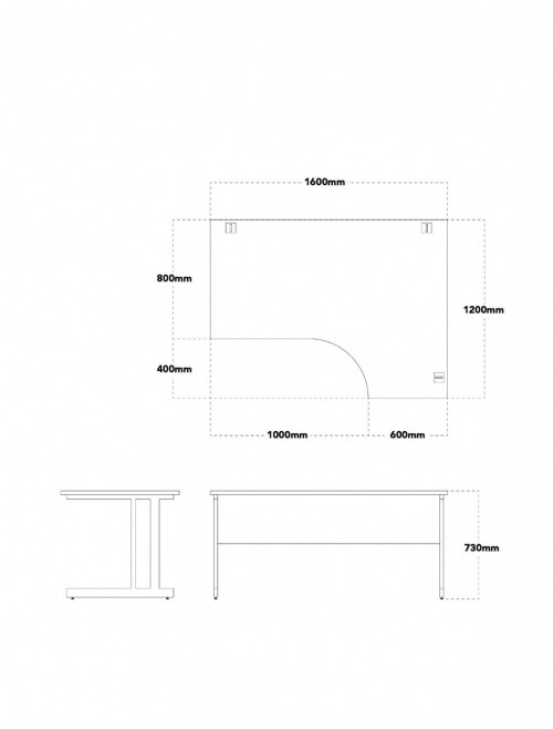 Walnut Office Desk 1600mm Aspire Ergonomic Desk Right Handed ET/ED/1600/R/WN - enlarged view