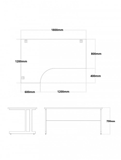 White Office Desk 1800mm Aspire Ergonomic Desk Left Handed ET/ED/1800/L/WH - enlarged view