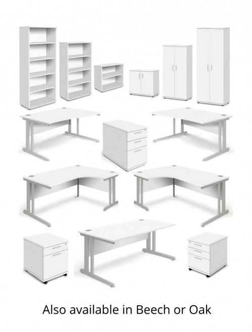 White Office Desk 1800mm Aspire Ergonomic Desk Left Handed ET/ED/1800/L/WH - enlarged view