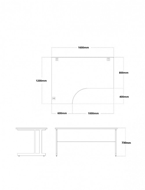 White Office Desk 1600mm Aspire Ergonomic Desk Left Handed ET/ED/1600/L/WH - enlarged view