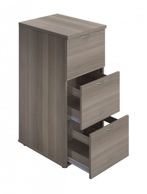 Office Storage Grey Oak Filing Cabinet 3 Drawer TES3FCGO by TC - enlarged view