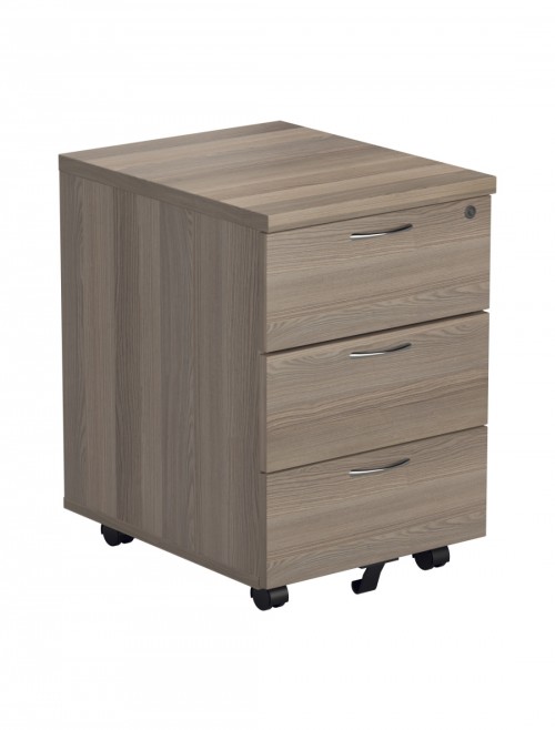 Office Storage Grey Oak 3 Drawer Mobile Pedestal TESMP3GO by TC - enlarged view