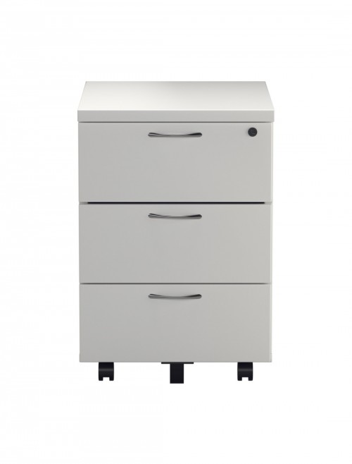 Office Storage White 3 Drawer Mobile Pedestal TESMP3WH by TC - enlarged view